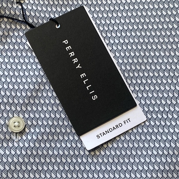 NEW Big & Tall Perry Ellis Long Sleeve Button Front Shirt OekoTEX Cotton White - Picture 7 of 11